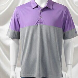 Share Adidas Men's Size L Purple Gray Color Block 3-Button Polo Golf Shirt